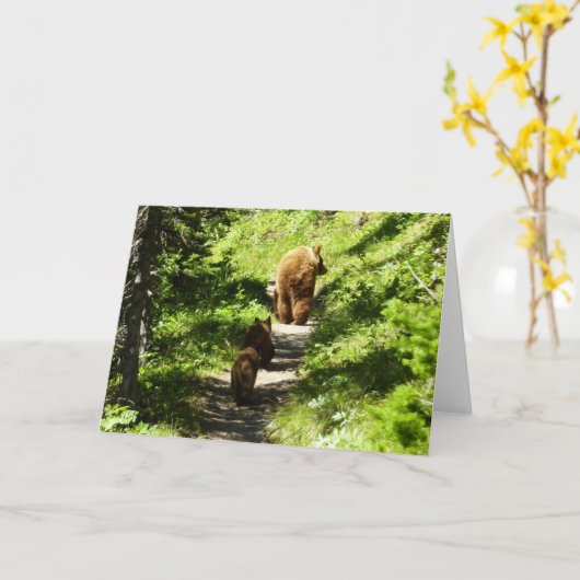 Bruin Beer familie Kaart (Gele Bloem)