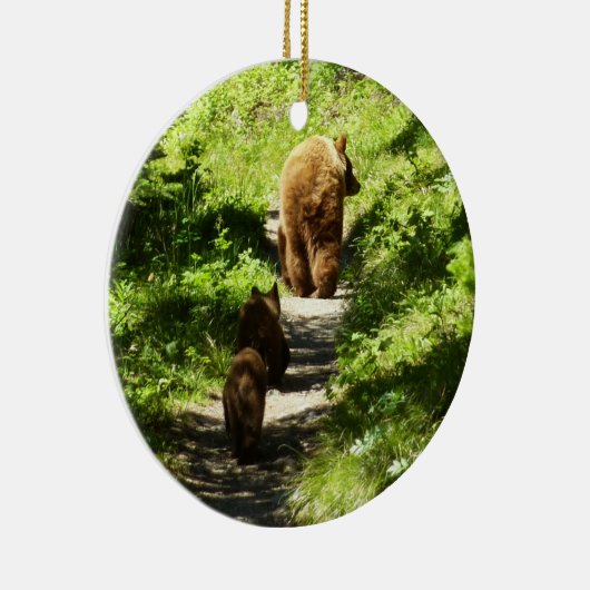 Bruin Beer familie Keramisch Ornament (Rechts)