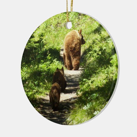 Bruin Beer familie Keramisch Ornament (Links)