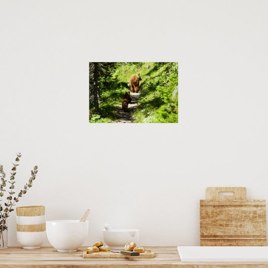 Bruin Beer familie Poster (Keuken)