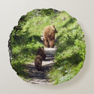 Bruin Beer familie Rond Kussen