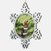 Bruin Beer familie Tin Sneeuwvlok Ornament (Rechts)