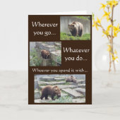 Bruin Beer Foto van Birthday Kaart (Gele Bloem)