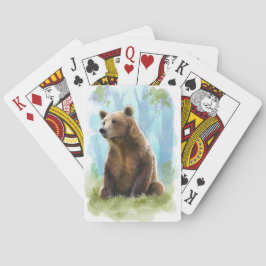 Bruin beer, grizzly beer speelkaarten- waterverf pokerkaarten