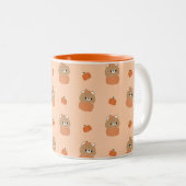 Bruin Beer Halloween Tweekleurige Koffiemok (Voorkant rechts)