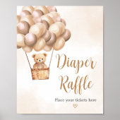 Bruin Beer Hete Luchtballon Baby Luier Raffle Poster (Voorkant)