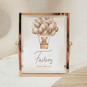Bruin Beer Hete Luchtballon Baby shower Favorieten Poster