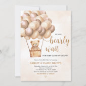 Bruin Beer Hete Luchtballon Baby shower Kaart (Voorkant)