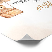 Bruin Beer Hete Luchtballon Baby shower Welkom Poster (Hoek)