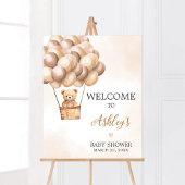 Bruin Beer Hete Luchtballon Baby shower Welkom Poster