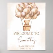 Bruin Beer Hete Luchtballon Baby shower Welkom Poster