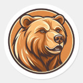 Bruin beer in cirkelvorm ronde sticker (Voorkant)