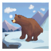 Bruin beer in de bergen foto afdruk (Voorkant)