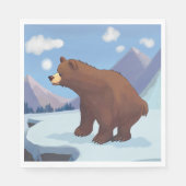 Bruin beer in de bergen servet (Voorkant)