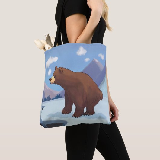 Bruin beer in de bergen tote bag (Dichtbij)