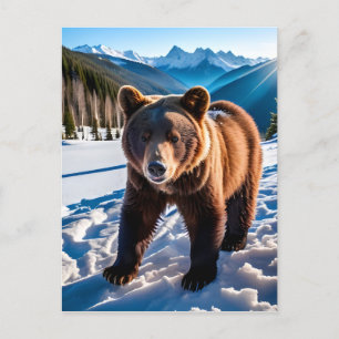 Bruin Beer in de sneeuw Briefkaart