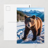 Bruin Beer in de sneeuw Briefkaart (Voorkant / Achterkant)