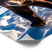Bruin Beer in de sneeuw Poster (Hoek)