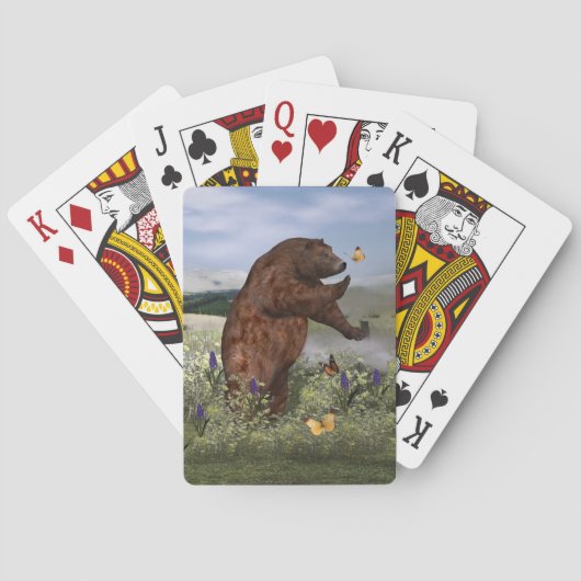 Bruin Beer in een veld Pokerkaarten (Achterkant)