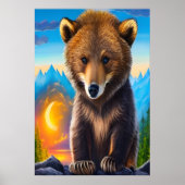 Bruin beer in het bos | AI Art Poster (Voorkant)