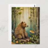 Bruin Beer in het Forest Art Briefkaart (Voorkant / Achterkant)
