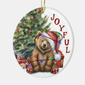 Bruin Beer in kerstverlichting voor kleinzoon Keramisch Ornament (Links)