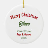 Bruin Beer in kerstverlichting voor kleinzoon Keramisch Ornament (Achterkant)