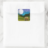 Bruin Beer in Moonlight Vierkante Sticker (Tas)