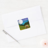 Bruin Beer in Moonlight Vierkante Sticker (Envelop)