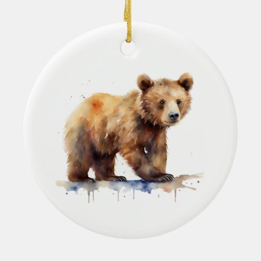 Bruin Beer Keramisch Ornament (Achterkant)