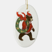 Bruin Beer kerstboomschilderij Keramisch Ornament (Rechts)