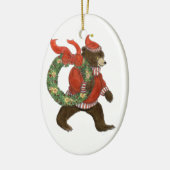 Bruin Beer kerstboomschilderij Keramisch Ornament (Links)