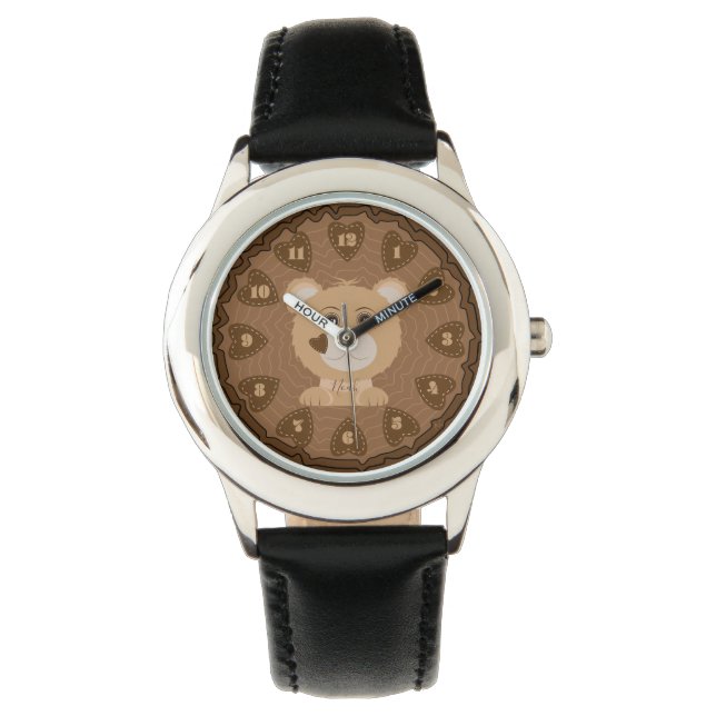 Bruin beer krab en kind beginner horloge (Voorkant)