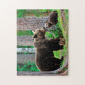 Bruin Beer mama met kubussen, Jigzaag Puzzle Legpuzzel (Verticaal)