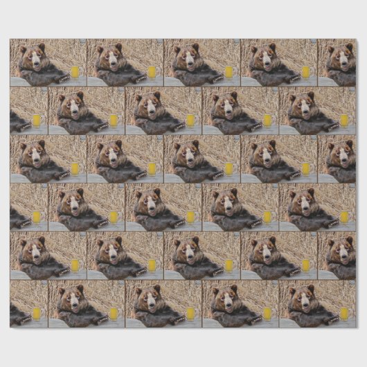 Bruin Beer met bier Cadeaupapier (Vlak)