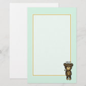 Bruin Beer met een gele bloem gezegde Hallo Briefpapier (Voorkant / Achterkant)