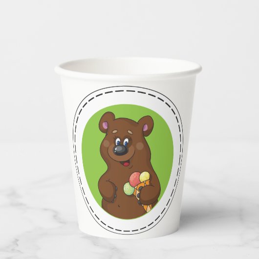 Bruin Beer met ijskap Papieren Bekers (Voorkant)