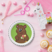 Bruin Beer met ijskap Papieren Bordje (Feest)