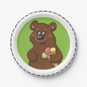 Bruin Beer met ijskap Papieren Bordje (Voorkant)