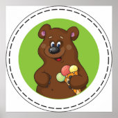 Bruin Beer met ijskap Poster (Voorkant)