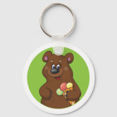 Bruin Beer met ijskap Sleutelhanger (Voorkant)