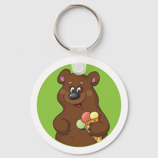Bruin Beer met ijskap Sleutelhanger (Voorkant)