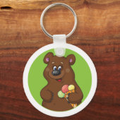 Bruin Beer met ijskap Sleutelhanger (Voorkant)