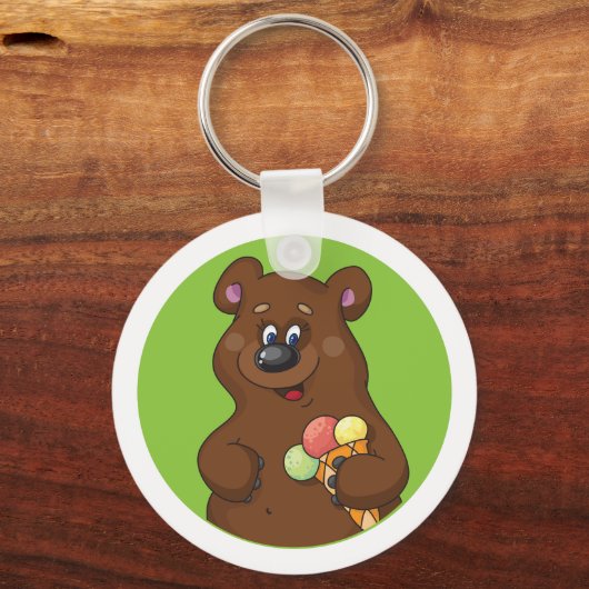 Bruin Beer met ijskap Sleutelhanger (Voorkant)