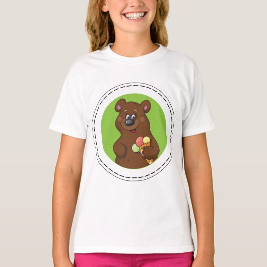 Bruin Beer met ijskap T-shirt (Voorkant)