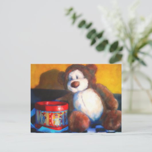 Bruin Beer met Red Drum Briefkaart (Staand voorkant)