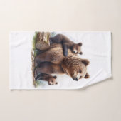 Bruin Beer met twee welpen Bad Handdoek (Handdoek)