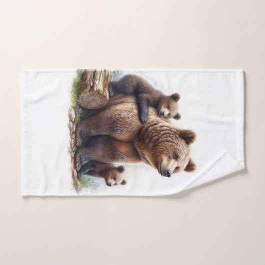Bruin Beer met twee welpen Bad Handdoek (Handdoek)