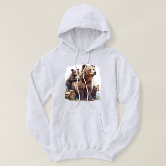 Bruin Beer met twee welpen Hoodie (Design voorkant)