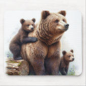Bruin Beer met twee welpen Muismat (Voorkant)